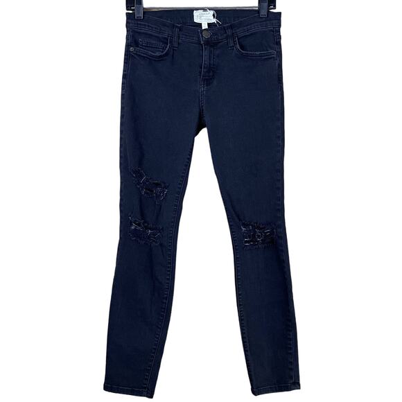 Current/Elliott The Stiletto Destroyed Skinny Jeans Jet Black Destroy Size 27 - Picture 1 of 10